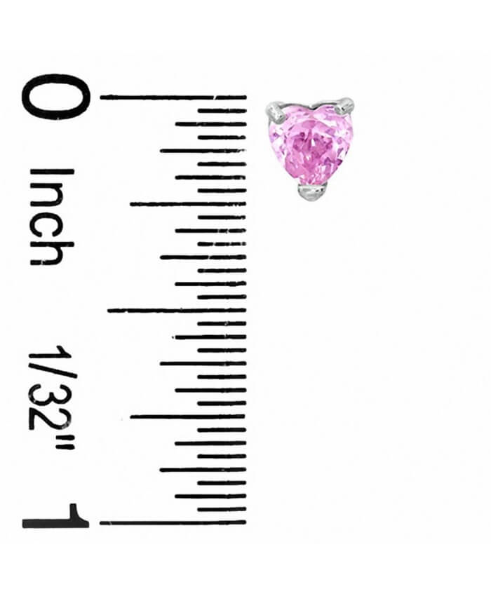 5mm Heart-Shaped Pink Cubic Zirconia Stud Earrings in Sterling Silver